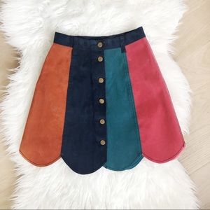 Nasty Gal Color Block A line Suede Skirt